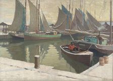 Harbour view in winter, 1928. Creator: Vaino Blomstedt