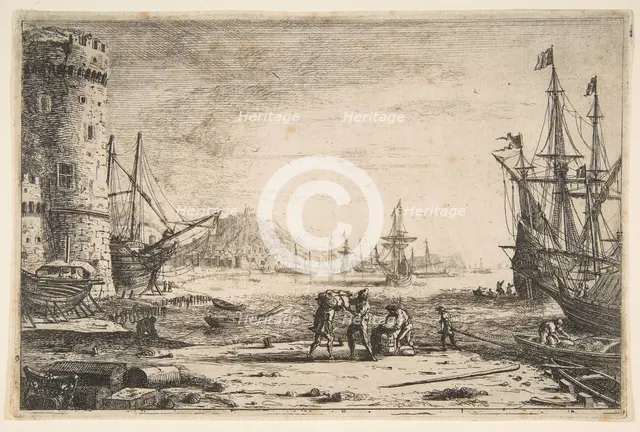 Harbour with a Large Tower, ca. 1641. Creator: Claude Lorrain.