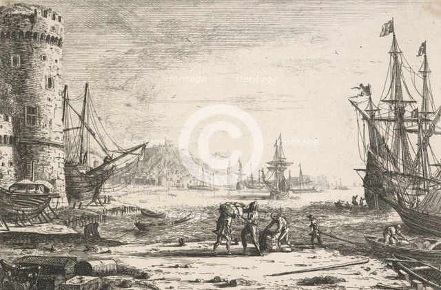 Harbour with a large tower, c.1641. Creator: Claude Lorrain.