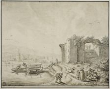 harbour with ruins. Creator: Unknown