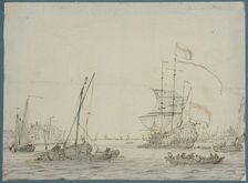 harbour with warships and smaller ships. Creator: Lieve Verschuir