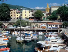 Harbour and Old Town, Lovran, Croatia. Creator: Peter Thompson