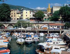 Harbour and Old Town, Lovran, Croatia. Creator: Peter Thompson