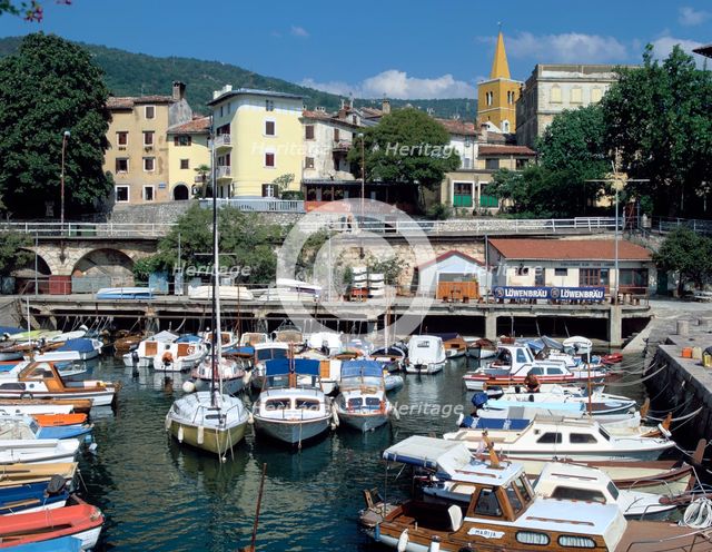 Harbour and Old Town, Lovran, Croatia. Creator: Peter Thompson.