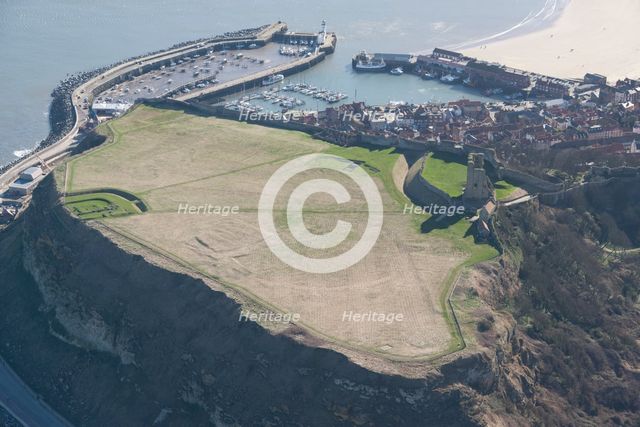Harbour and ruins of the Castle, Scarborough, North Yorkshire, 2014. Creator: Historic England Staff Photographer.