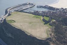 Harbour and ruins of the Castle, Scarborough, North Yorkshire, 2014. Creator: Historic England Staff Photographer