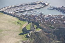 Harbour and ruins of the Castle, Scarborough, North Yorkshire, 2014. Creator: Historic England Staff Photographer