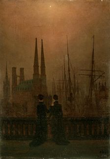 Harbour at Night (Sisters) 1818-1820. Artist: Caspar David Friedrich