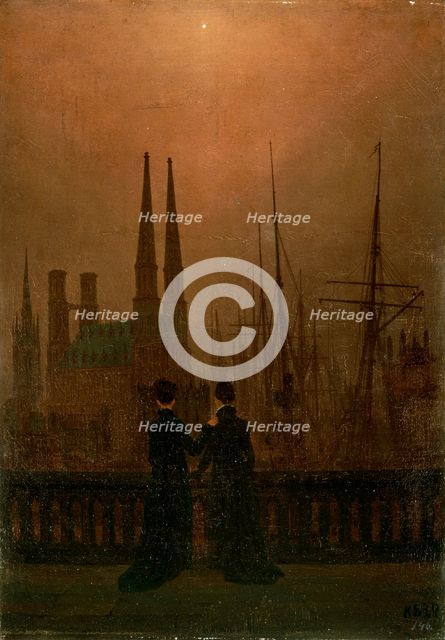 'Harbour at Night (Sisters)', 1818-1820.  Artist: Caspar David Friedrich