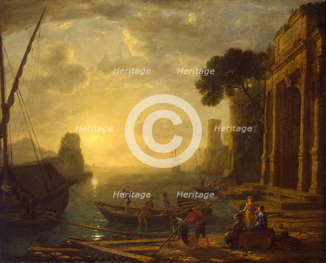 Harbour at Sunset, 1634. Creator: Claude Lorrain.