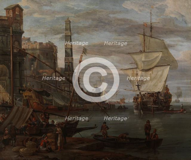 Harbour scene, 1670-1699. Creator: Abraham Storck.
