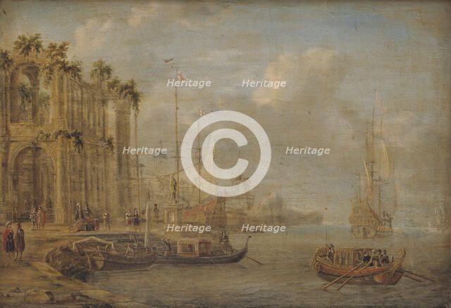 Harbour Scene with Antique Ruins, 1671. Creator: Jacobus Storck.