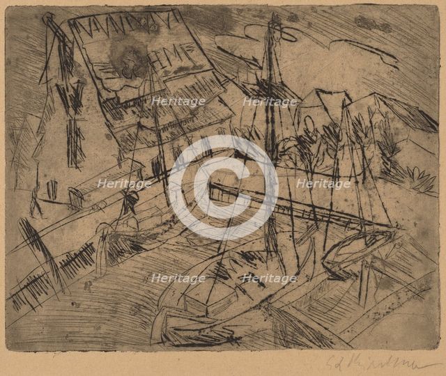 Harbor at Burgstaaken, 1913. Creator: Ernst Kirchner.