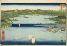 Harbor at Kokokufu in Etchu Province (Etchu Kokokufu minato), from the series "Wrestling M..., 1858. Creator: Ando Hiroshige
