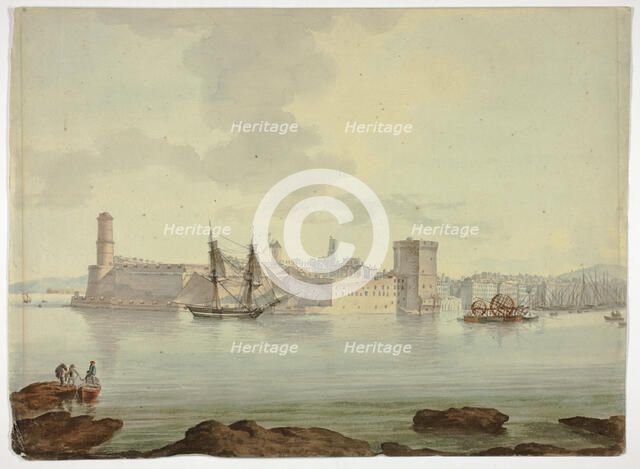 Harbor before Fortified Town, n.d. Creator: William Marlow.