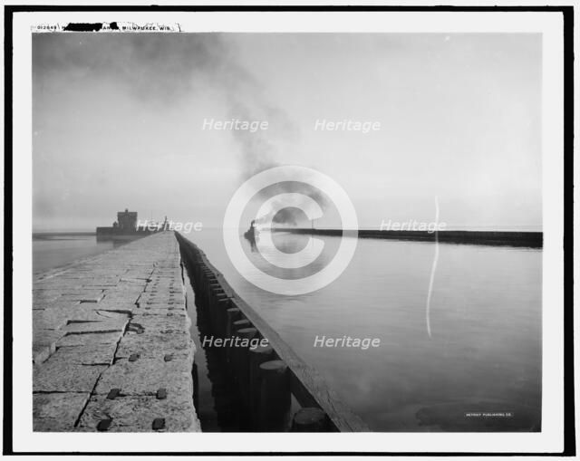 Harbor entrance, Milwaukee, Wis., between 1890 and 1901. Creator: Unknown.