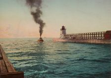 Harbor entrance, Charlevoix, Michigan, c1900. Creator: Unknown