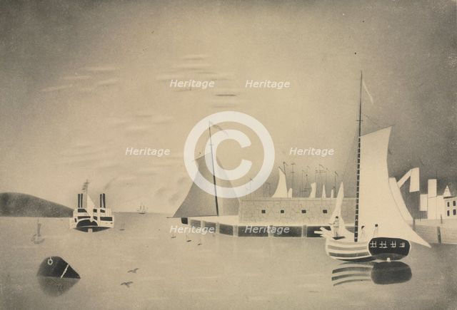 Harbor Scene, 1850s or 60s. Creator: Mary Altha Nims (American, 1817-1907).
