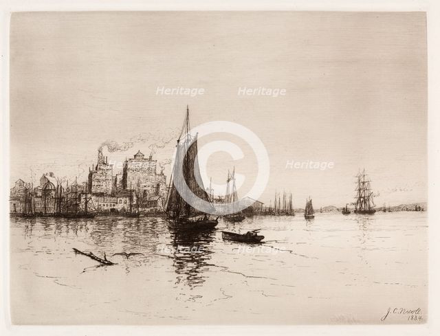 Harbor Scene, 1884. Creator: James Craig Nicoll (American, 1847-1918).