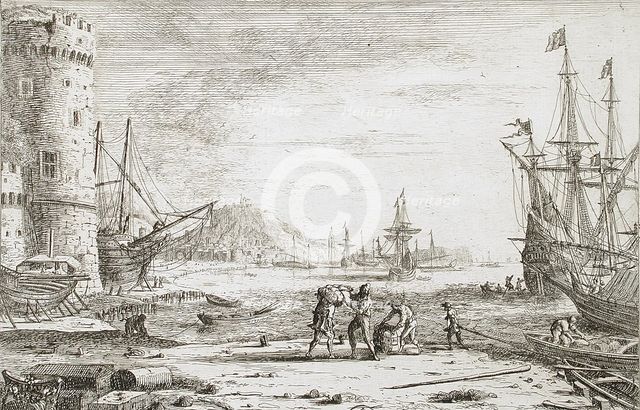 Harbor with a Large Tower, c1641. Creator: Claude Lorrain.