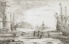 Harbor with a Large Tower, c1641. Creator: Claude Lorrain