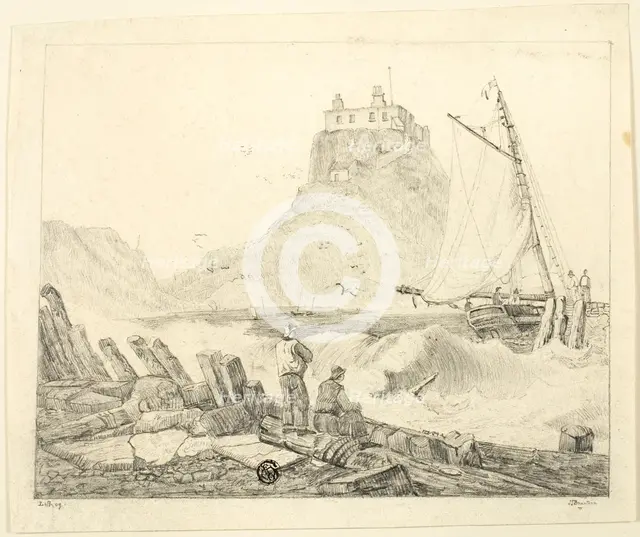 Harbor with Old Castle, c. 1820. Creator: Unknown.