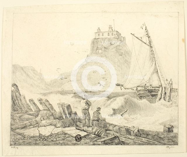 Harbor with Old Castle, c. 1820. Creator: Unknown.