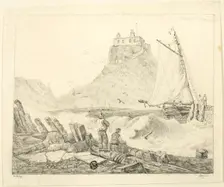 Harbor with Old Castle, c. 1820. Creator: Unknown