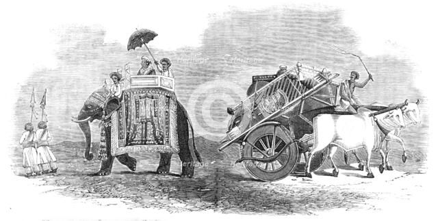 Harbee Nawab and Attendants - Elephant Prince; Bullock Cart for Removing Luggage, 1857.  Creator: Unknown.