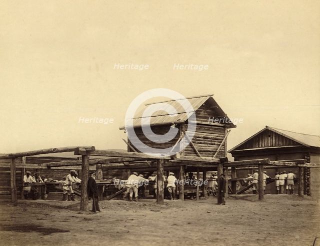 Hard Labor Convicts Working at the Gornyi Zerentui Flour Mill, 1891. Creator: Aleksei Kuznetsov.