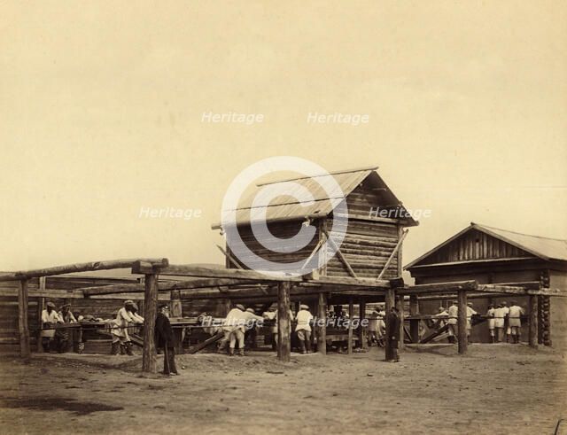 Hard Labor Convicts Working at the Gornyi Zerentui Flour Mill, 1891. Creator: Aleksei Kuznetsov.