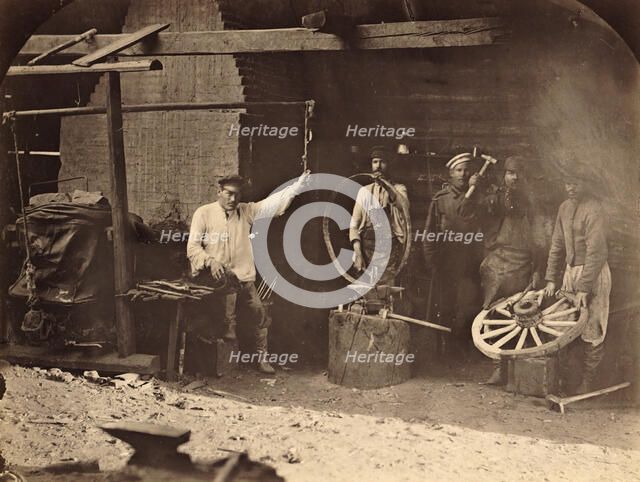 Hard Labor Convicts Working in the Blacksmith's Shop, 1891. Creator: Aleksei Kuznetsov.