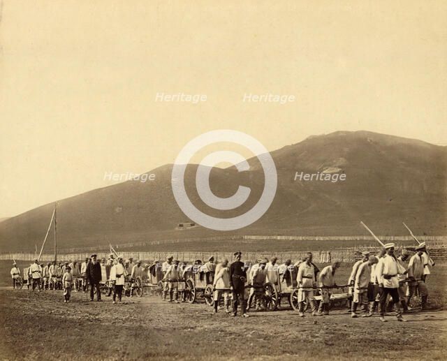 Hard Labor Convicts Hauling Construction Materials to Worksites in Gornyi Zerentui, 1891. Creator: Aleksei Kuznetsov.