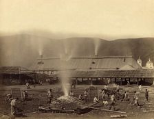 Hard Labor Convicts Roasting Ore in the Yard of the Kutomara Plant, 1891. Creator: Aleksei Kuznetsov