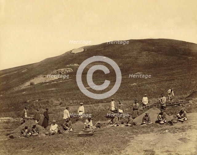 Hard Labor Convicts Sorting Ore at the Savinsk Mine, Zerentui Section of the Nerchinsk..., 1891. Creator: Aleksei Kuznetsov.