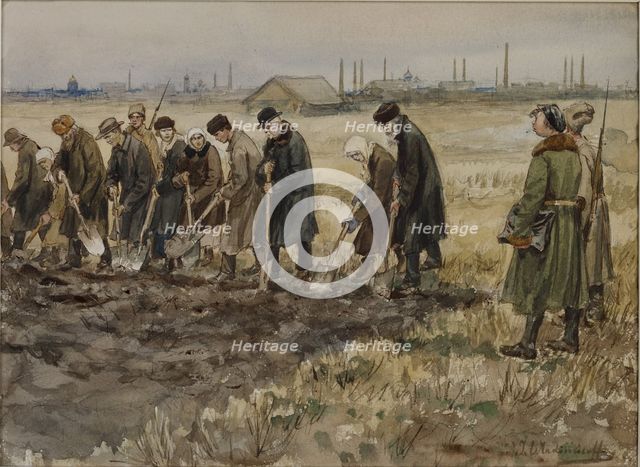 Hard labor for rich merchants, nobles and criminals during the years of revolution, 1919-1921.