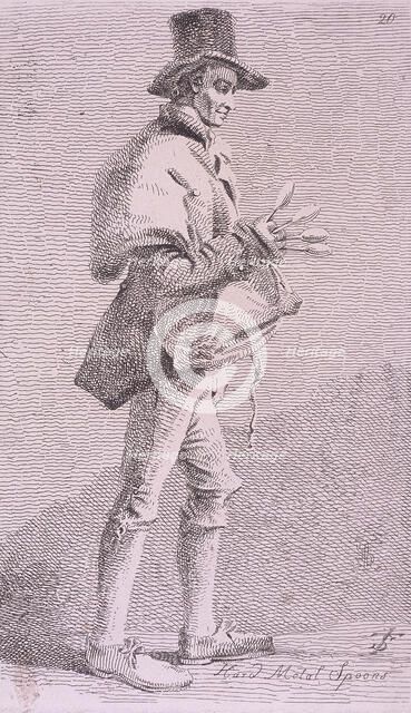 'Hard Metal Spoons', Cries of London, 1819. Artist: John Thomas Smith