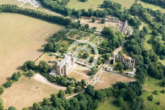 Hardwick Hall, formal garden and the ruins of Hardwick Old Hall, Derbyshire, 2018 . Creator: Historic England.