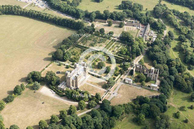 Hardwick Hall, formal garden and the ruins of Hardwick Old Hall, Derbyshire, 2018 . Creator: Historic England.