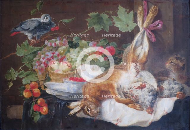 Hare, Fruit and Parrot, 1647. Creator: Jan Fyt.