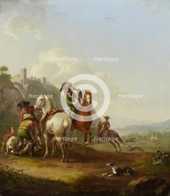 Hare-Hunt with Falconer, 1786. Creator: Johann Georg Pforr.