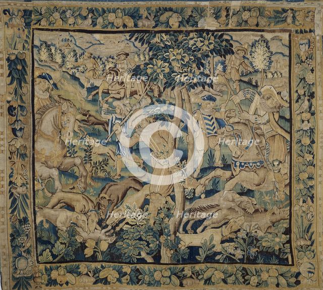 Hare Hunting. Tapestry, 17th century. Creator: Anonymous master.