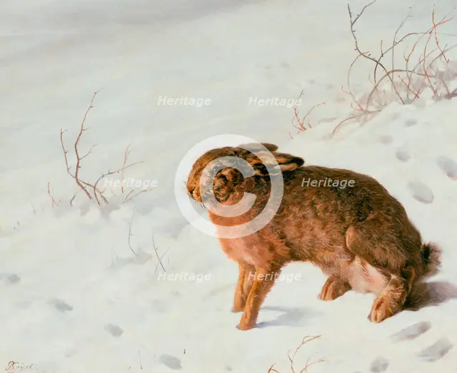 Hare in the Snow, 1875. Artist: Rayski, Louis Ferdinand von (1806-1890)