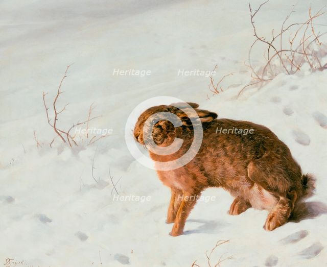 Hare in the Snow, 1875. Artist: Rayski, Louis Ferdinand von (1806-1890)