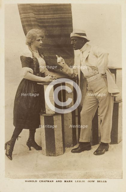 Harold Chapman and Mark Leslie performing a revue for the Bow Bells, [between 1910 and 1919?]. Creator: Unknown.