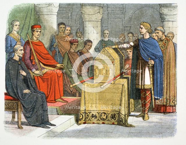 Harold II swears fidelity to Duke William of Normandy, 1064 (1864). Creator: James William Edmund Doyle.