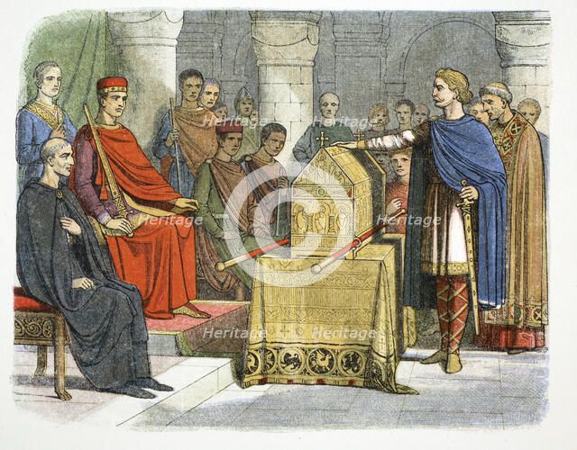Harold II swears fidelity to Duke William of Normandy, 1064 (1864). Artist: James William Edmund Doyle