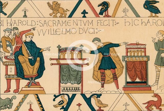 'Harold's Oath of Fealty to William of Normandy', (19th century?). Creator: Unknown.