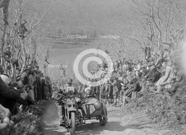 Harley-Davidson of RW Praill, MCC Lands End Trial, Hustyn Hill, Wadebridge, Cornwall, 1933. Artist: Bill Brunell.