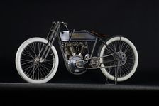 Harley Davidson boardtrack racer 1914. Artist: Simon Clay